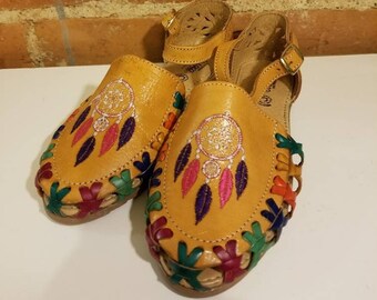 NIET TE KOOP El Loco Huaraches Vintage Dreamcatcher Geweven Mexico Lederen Flats Gesp Sandalen College Comfy Boho Bohemain Hippie Festival