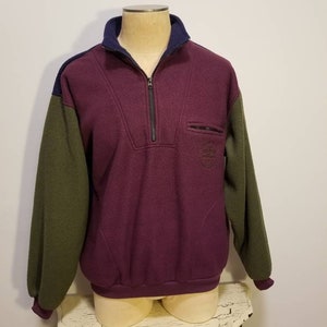 NOT FOR SALE // Unionbay Fleece Hoodie Vintage Men's Sweatshirt Purple Blue Green Streetwear Color Block Unisex Fall Winter Cozy Outerwear image 1