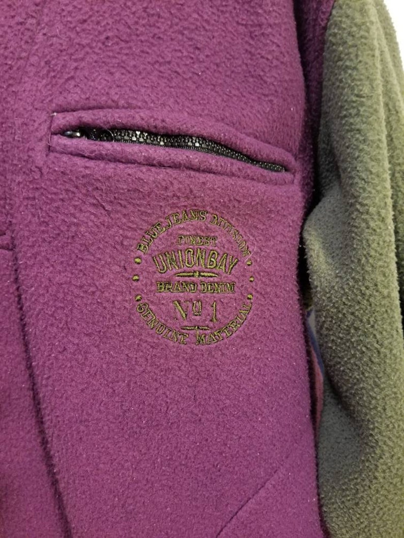 NOT FOR SALE // Unionbay Fleece Hoodie Vintage Men's Sweatshirt Purple Blue Green Streetwear Color Block Unisex Fall Winter Cozy Outerwear image 7