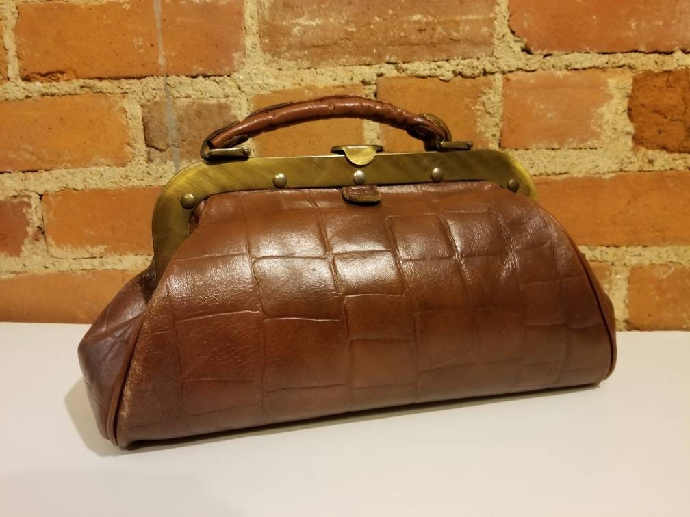 1940's Natural Rugged HORNBACK Crocodile Skin GLADSTONE Doctor Carry Bag -  Vintage Skins