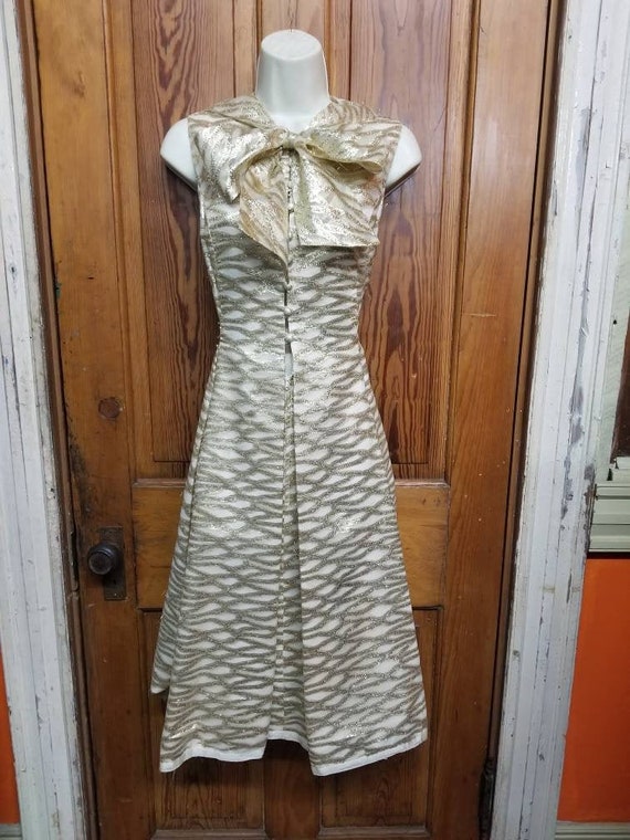 60's ROMANTICA by VICTOR COSTA Dress // Metallic G
