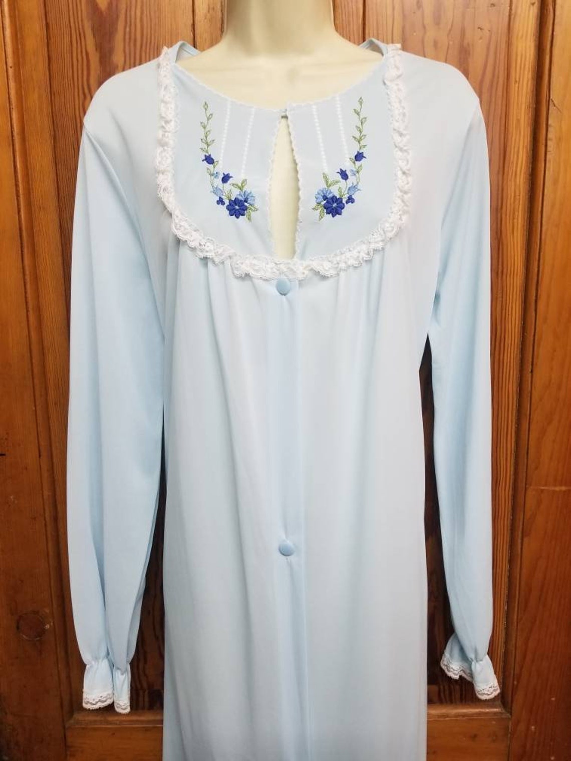 VINTAGE JCPENNEY ROBE // 70's Baby Blue Long Nightgown Etsy