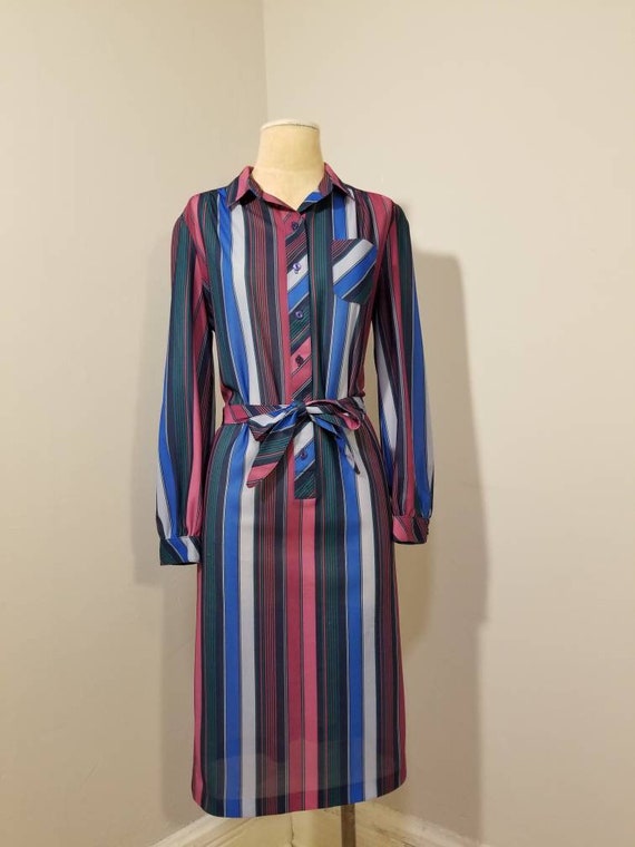 VINTAGE STRIPED DRESS // 70's Signor California P… - image 1