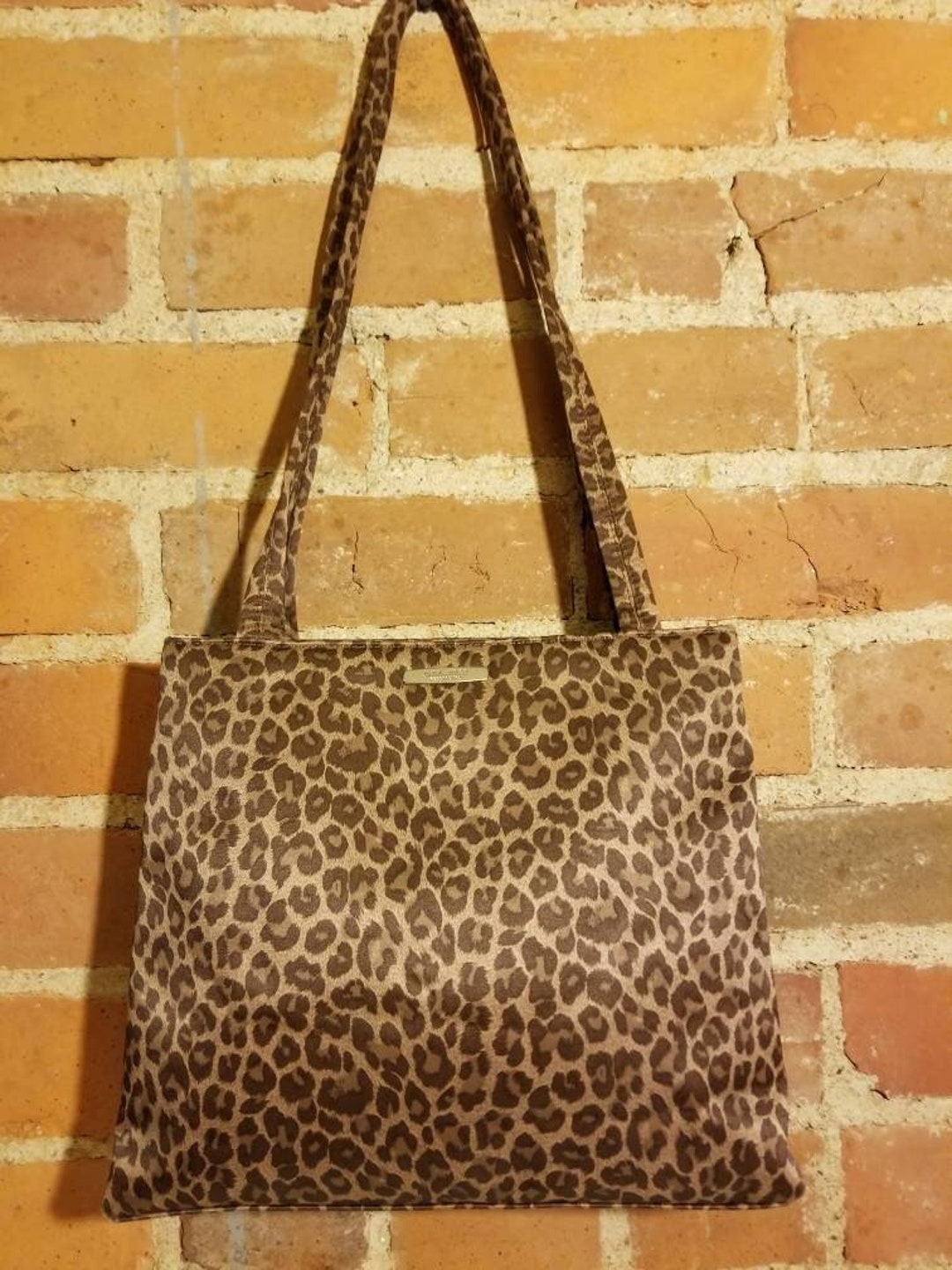 NINE WEST PURSE 90 s Y2K Cheetah Leopard Silky Satin Brown