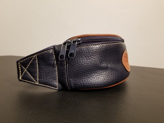 VINTAGE FANNY PACK // Navy Blue Brown G. H. Bass … - image 9