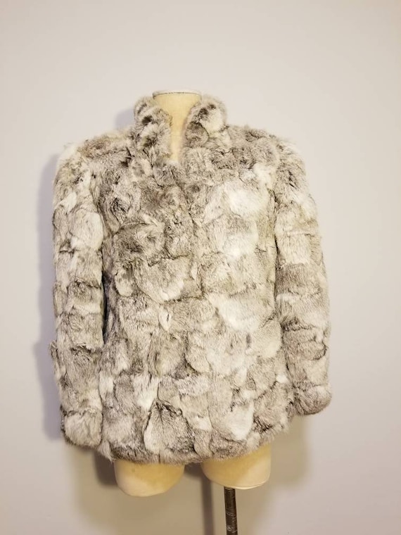 NOT FOR SALE Gorgeous Fur Coat Vintage 70 s Gray White Dyed Rabbit Fur Jacket 80 s Size S Fall Winter Retro Hipster Hong Kong Fashion Etsy UK