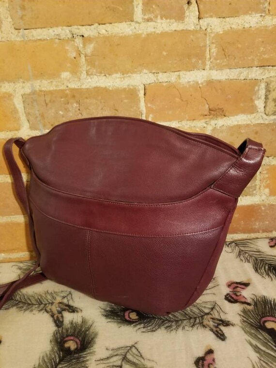 RED LEATHER PURSE // 70's Oversized Oxblood Wine … - image 4