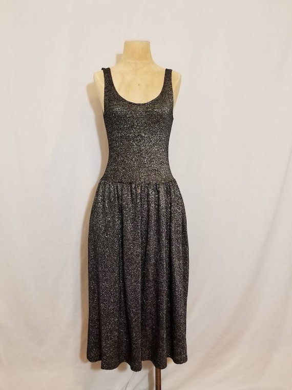 METALLIC LUREX DRESS // Amazing Vintage Silver 70… - image 1