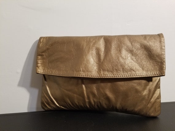 NOT FOR SALE // Vintage Leather Clutch Bronze Gen… - image 3