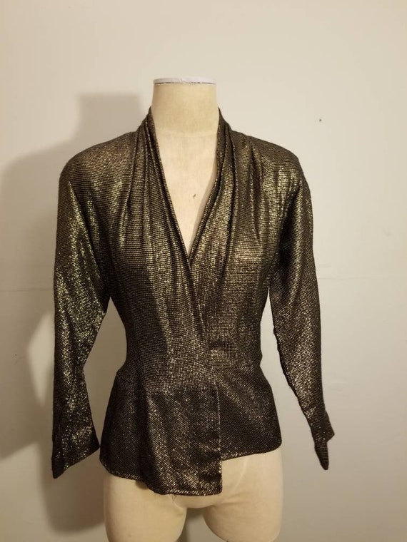ANNE KLEIN II Blazer / Vintage 70's Metallic Gold… - image 1