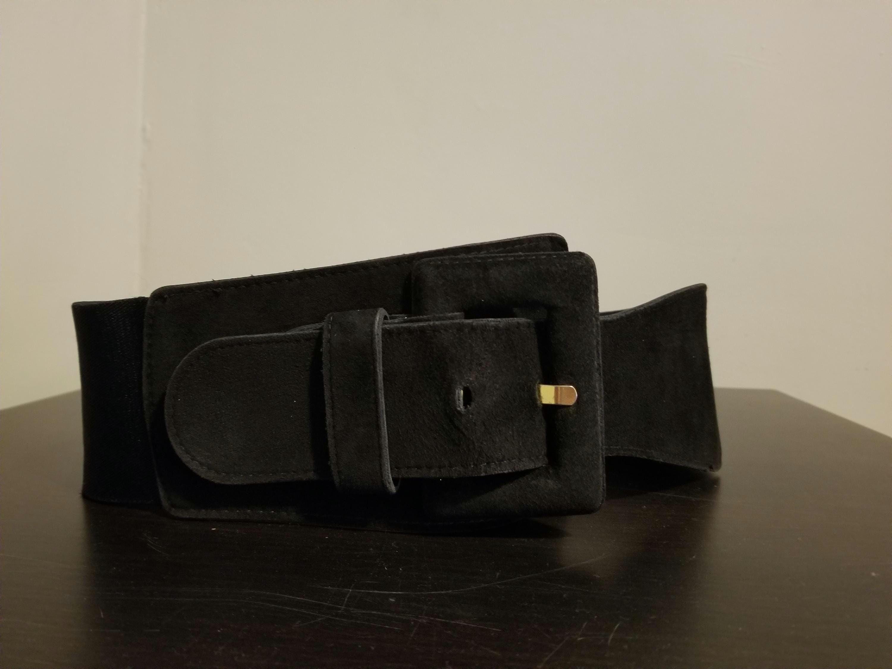 VINTAGE EXPRESS BELT // Black Suede Elastic Waist Cincher  display picture 1