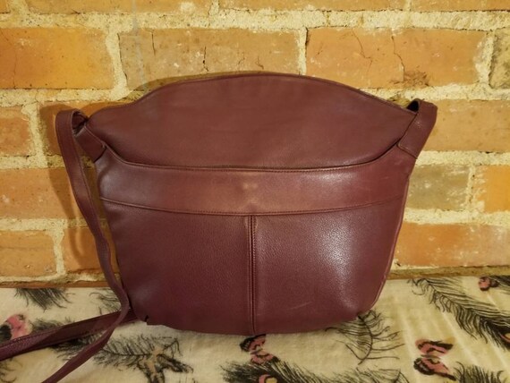 RED LEATHER PURSE // 70's Oversized Oxblood Wine … - image 5