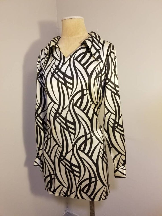 LADY BAYARD DRESS // Vintage Mod Black & White Ps… - image 7