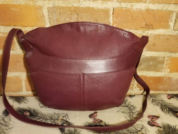 RED LEATHER PURSE // 70's Oversized Oxblood Wine … - image 1
