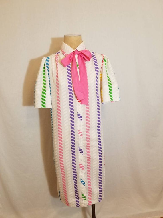 SMART TIME DRESS // 70's Rainbow Striped Swirl Pr… - image 3