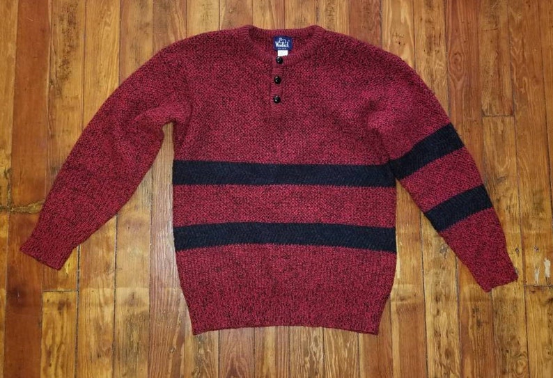 90's KURT Cobain STRIPED Sweater // Winter Red Black and | Etsy