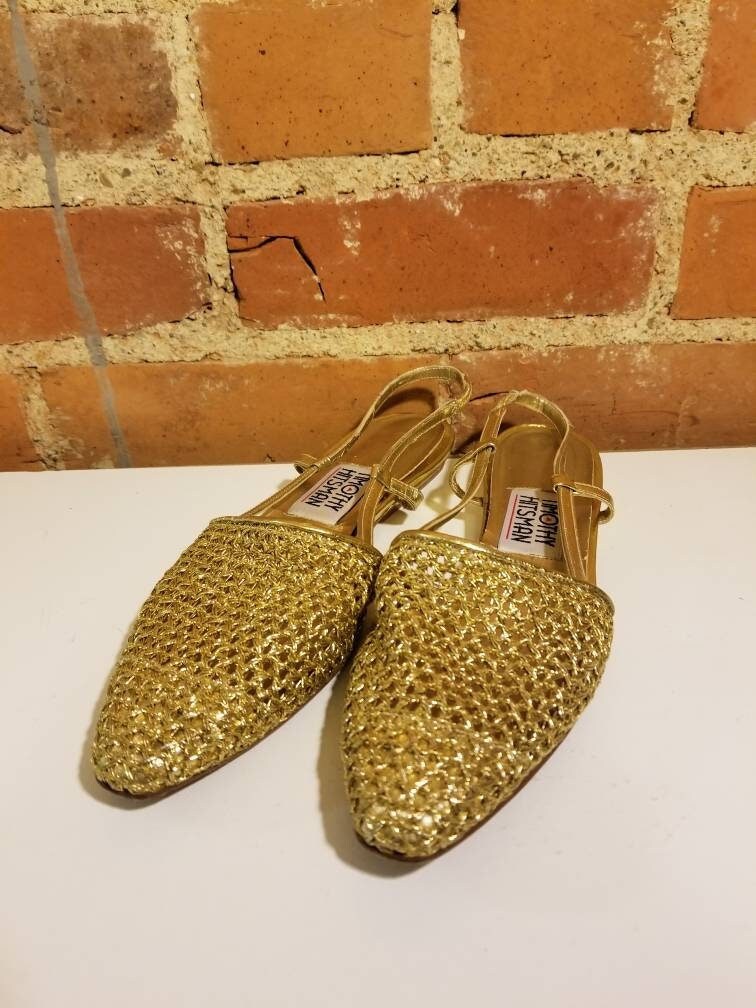 1960s 5.5B Vintage Gold Slide Mule Slipper Sandals by All 