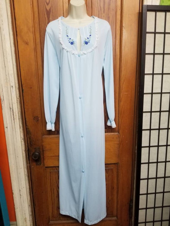 VINTAGE JCPENNEY ROBE // 70's Baby Blue Long Nightgown Etsy