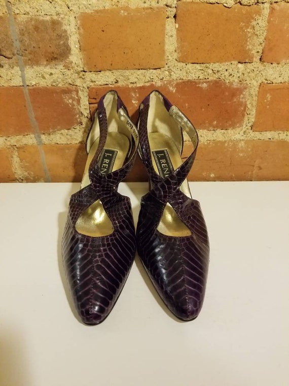 J. RENEE PURPLE SNAKESKIN Heels // Vintage 80's D… - image 3