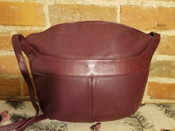RED LEATHER PURSE // 70's Oversized Oxblood Wine … - image 2