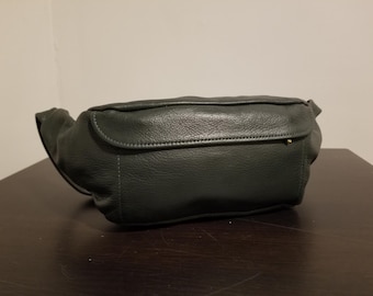 NOT FOR SALE // Fanny Pack Dark Forest Green Leather Festival Travel Bag Waist Bag Biking College Hiking Vaca Adjustable Grunge Vtg