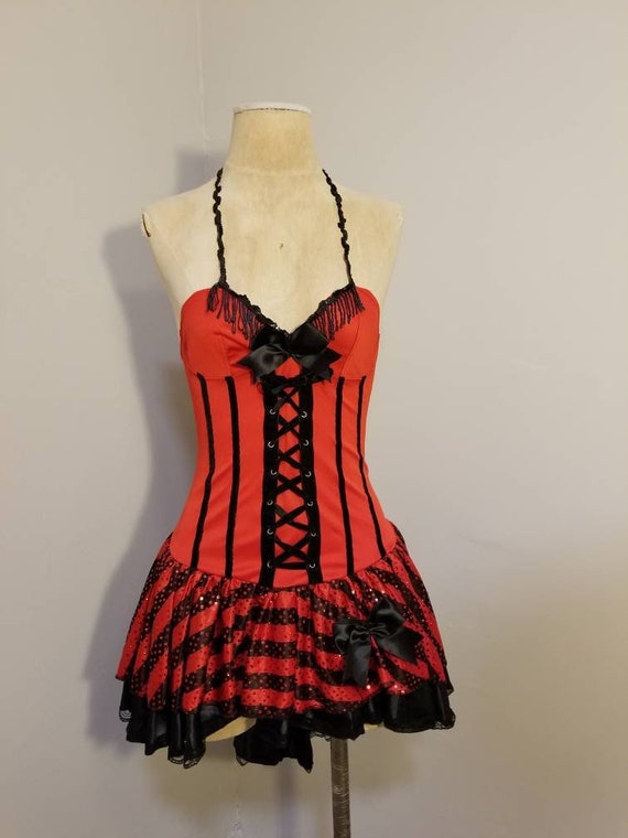 MOULIN ROUGE DRESS // Sexy Red Corset Black Velvet