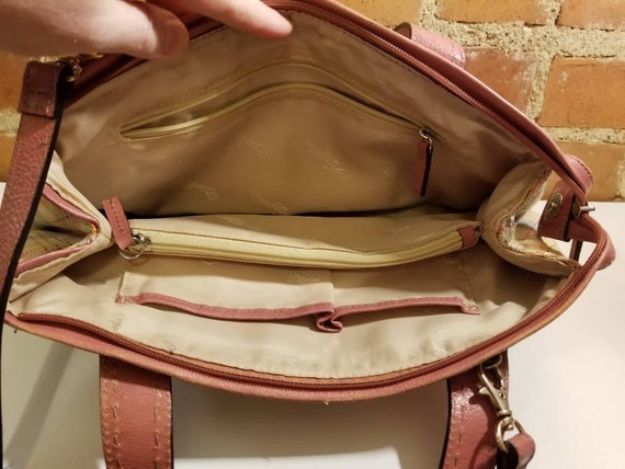 PLAID FOSSIL PURSE / Pink Plaid Tote Bag Shoulder… - image 9