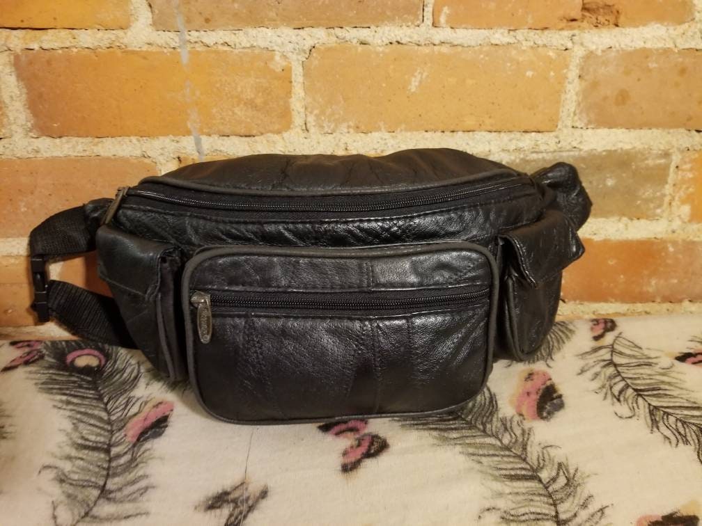 Vintage 80s Black Leather Patchwork Fanny Pack – Total Recall Vintage