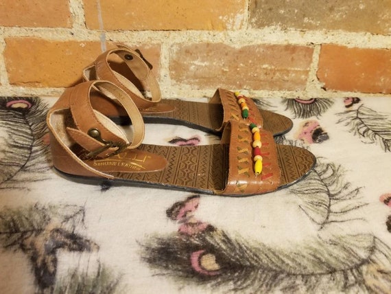 KALLI LEATHER SANDALS // 80's Brown Genuine Leath… - image 2