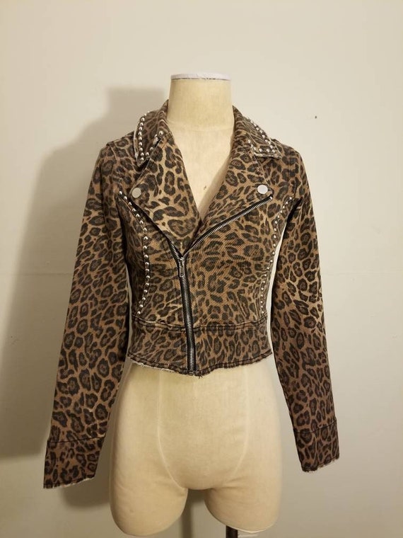 NOT FOR SALE Cheetah Studded Jacket Animal Print Leopard Silver