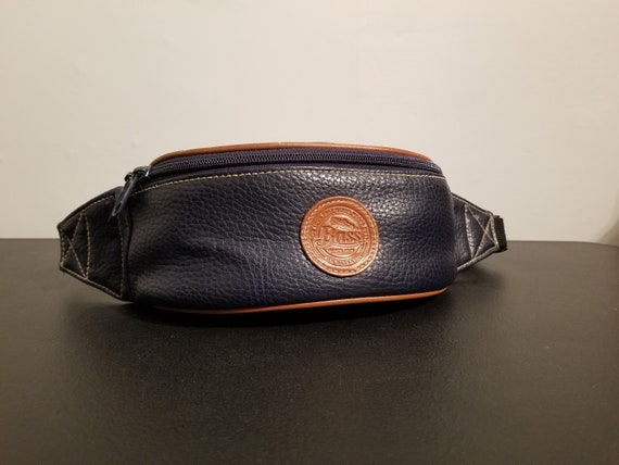 VINTAGE FANNY PACK // Navy Blue Brown G. H. Bass … - image 2