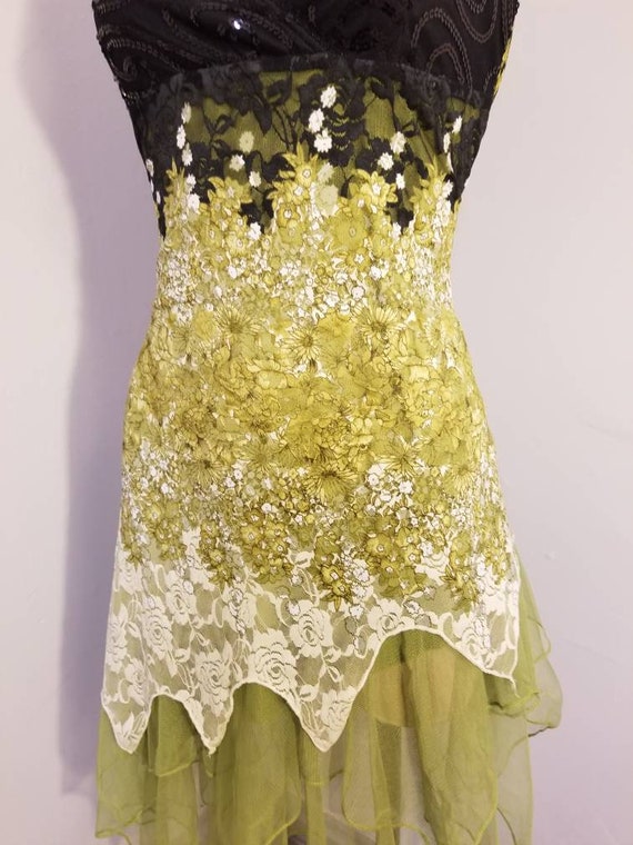 90's Asymmetric Flower Slip Dress