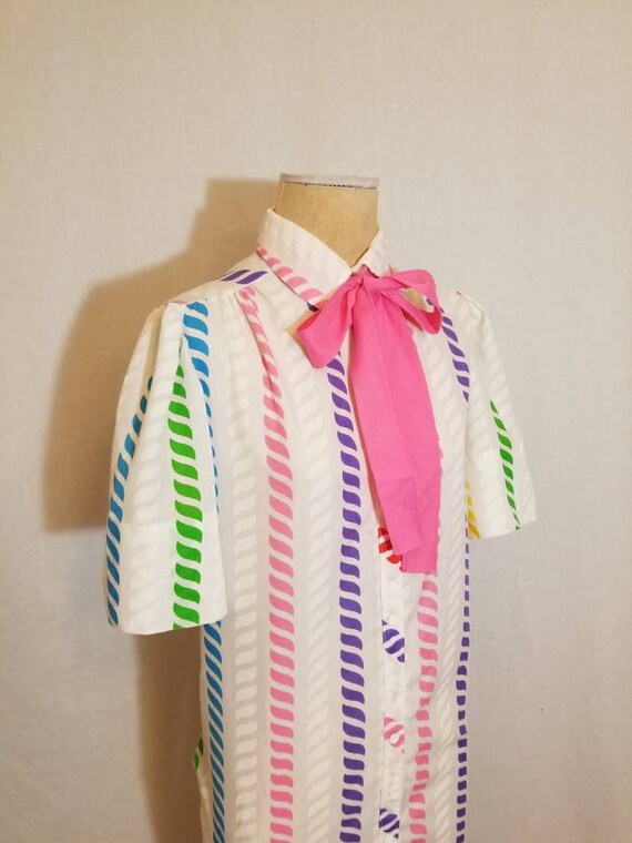 SMART TIME DRESS // 70's Rainbow Striped Swirl Pr… - image 4