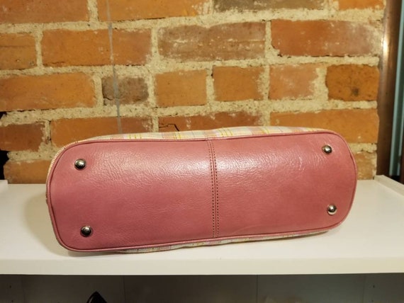 PLAID FOSSIL PURSE / Pink Plaid Tote Bag Shoulder… - image 8