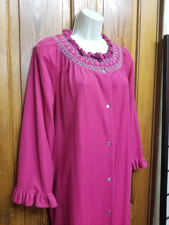 HOT PINK ROBE / 70's Loungewear Cozy Warm Nightgo… - image 2