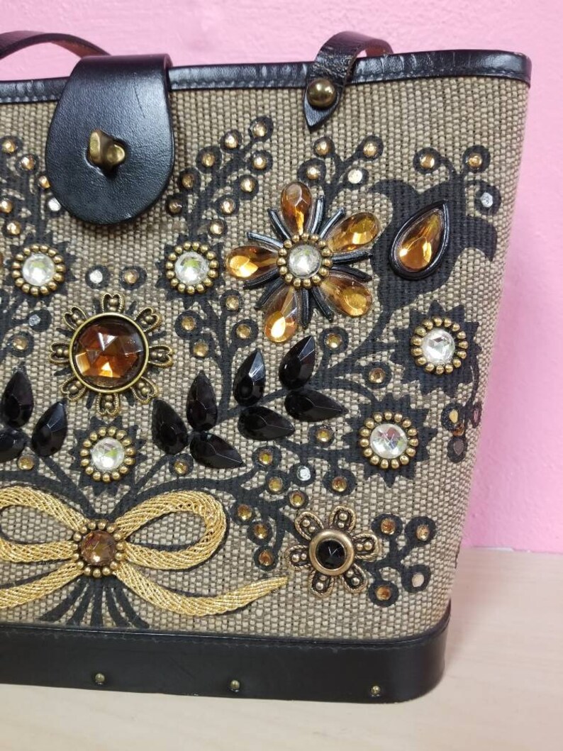 ENID COLLINS PURSE // Jewel Bokay Bejeweled Leather 60's | Etsy