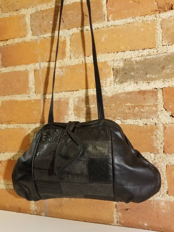 VINTAGE PATCHWORK CLUTCH // 80's Patchwork Leathe… - image 5