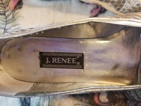 SILVER SNAKESKIN FLATS // Vintage 80's J. Renee  … - image 7