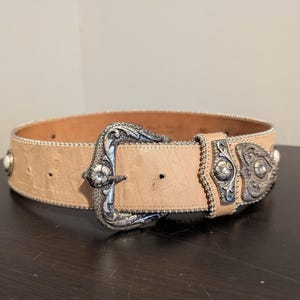 Vintage Streets Ahead boho tan suede double ring cut out belt Braun Belt - Tan Suede Italian Leather | Streets Ahead  main image 2
