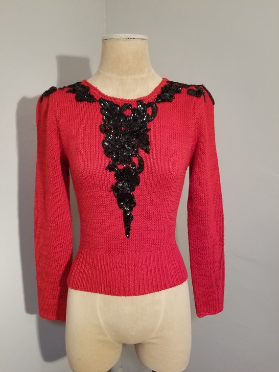LADY IN RED // Vintage Michelle Stuart 80s Sweater