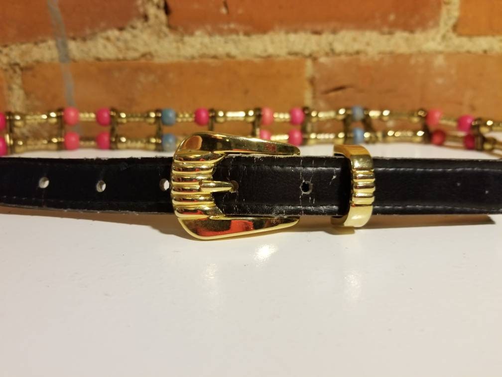 WOODEN BEAD METAL Belt // Vintage 90 display picture 2