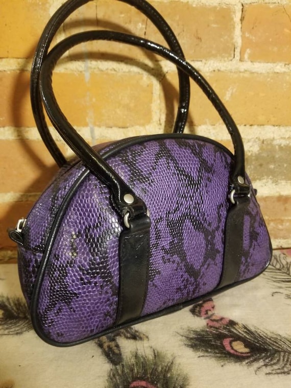 STEVE MADDEN PURSE // 90's Purple & Black Faux Sn… - image 1