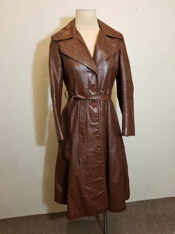 OVERA LEATHER JACKET / Vintage Dark Chocolate Brown Trench - Etsy