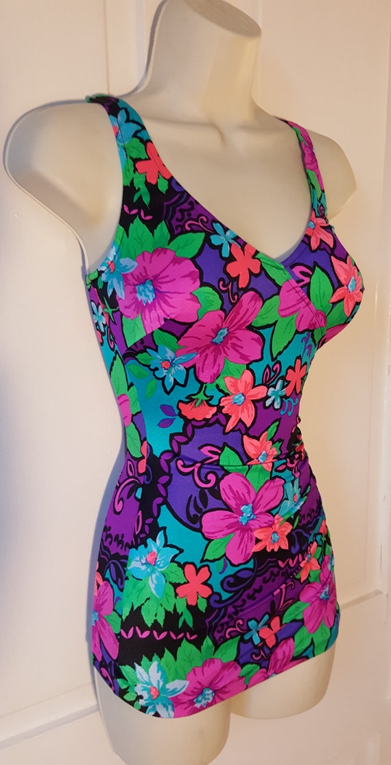 MAXINE OF HOLLYWOOD Swimsuit / Vintage 60's Bright Floral | Etsy