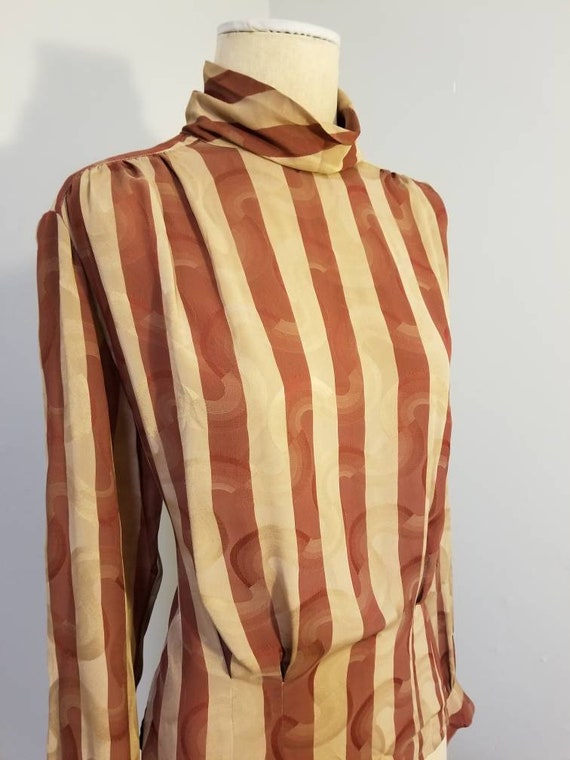 VINTAGE STRIPED BLOUSE 80's Janine Lo Hidden Rain… - image 4