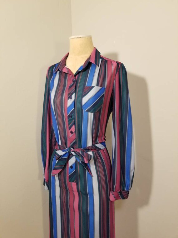 VINTAGE STRIPED DRESS // 70's Signor California P… - image 4