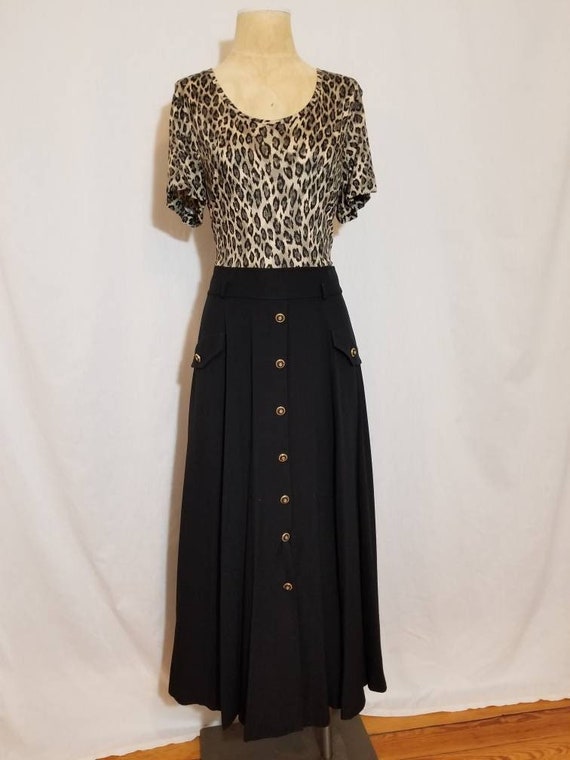 ANIMAL PRINT DRESS // Vintage 90's Cheetah Leopar… - image 1
