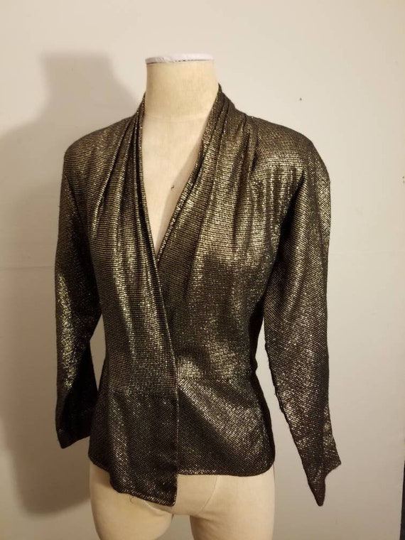 ANNE KLEIN II Blazer / Vintage 70's Metallic Gold… - image 6