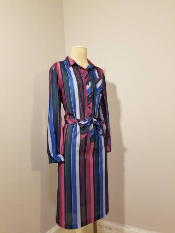 VINTAGE STRIPED DRESS // 70's Signor California P… - image 3