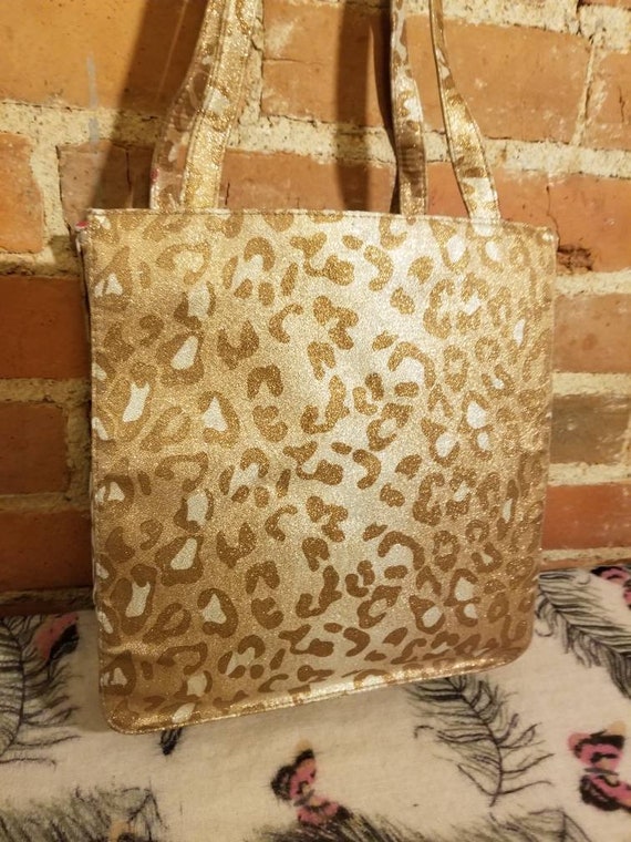 Small Tote Bag made from Tiger Print Fabric in Brown or Pink Rockabilly Punk 80s 90s Y2k